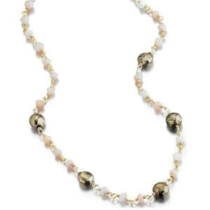 ela ray Diana Satellite Choker Necklace Pink Opal Pyrite 12"